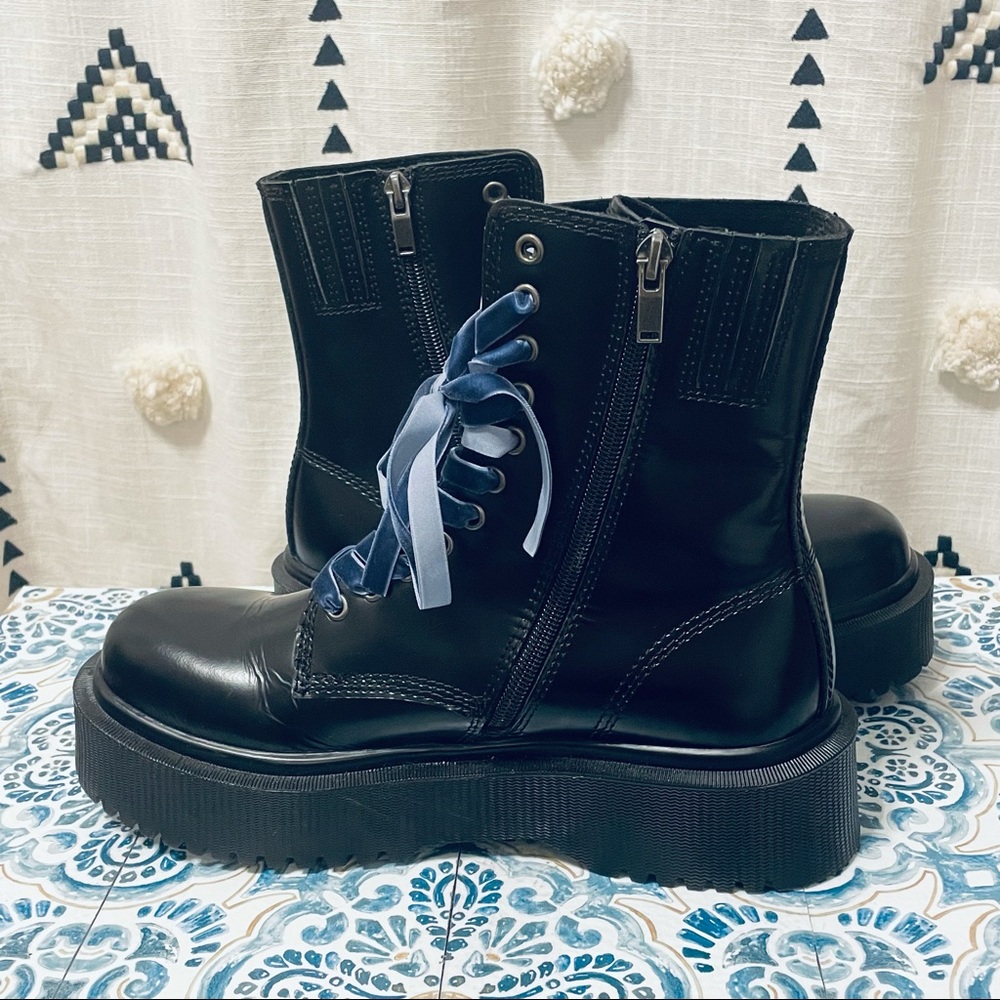 Jeffrey Campbell Sopas Lugged Platform Leather Combat Boot Black Size 8.5 - Picture 9 of 15